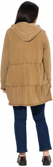 Ulla Popken Tiered Flounce Panel Zip Up Hoodie Mocha Brown - Džemperi un džemperi ar kapuci - 