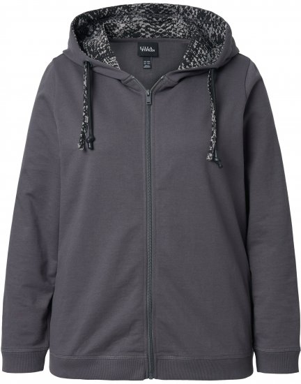 Ulla Popken Snake Detail Zip-Up Hoodie Graphite Grey - Džemperi un džemperi ar kapuci - 