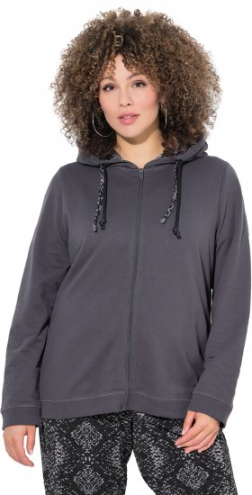 Ulla Popken Snake Detail Zip-Up Hoodie Graphite Grey - Džemperi un džemperi ar kapuci - 