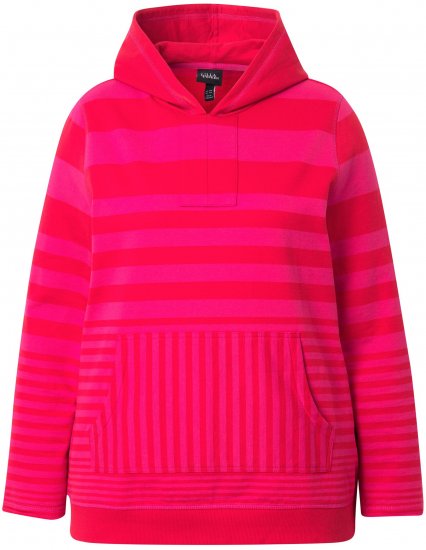 Ulla Popken Oversized Striped Long Sleeve Hoodie Lychee - Džemperi un džemperi ar kapuci - 