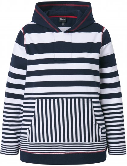 Ulla Popken Oversized Striped Long Sleeve Hoodie Ink Blue - Džemperi un džemperi ar kapuci - 