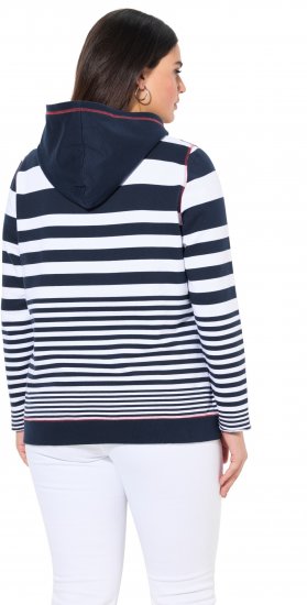 Ulla Popken Oversized Striped Long Sleeve Hoodie Ink Blue - Džemperi un džemperi ar kapuci - 
