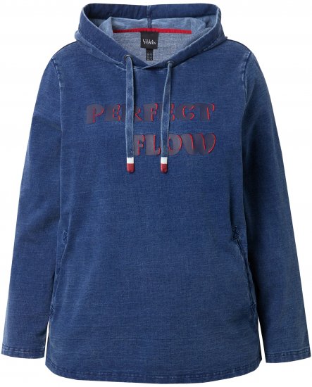 Ulla Popken Perfect Flow Embroidered Hoodie Indigo Denim - Džemperi un džemperi ar kapuci - 
