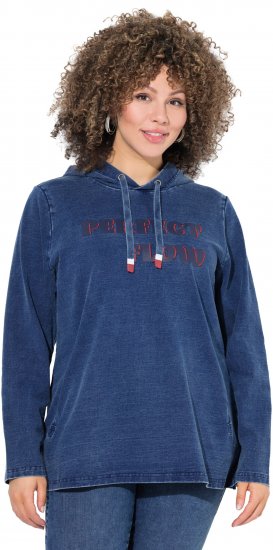 Ulla Popken Perfect Flow Embroidered Hoodie Indigo Denim - Džemperi un džemperi ar kapuci - 