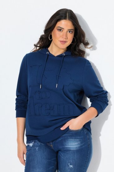 Ulla Popken Applique Lettering Hooded Sweatshirt Dark Blue - Džemperi un džemperi ar kapuci - Mīksti džemperi un jakas
