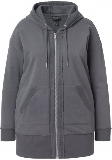 Ulla Popken Decorative Seam Zip-Up Hoodie Graphite Grey - Džemperi un džemperi ar kapuci - 