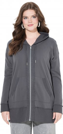 Ulla Popken Decorative Seam Zip-Up Hoodie Graphite Grey - Džemperi un džemperi ar kapuci - 