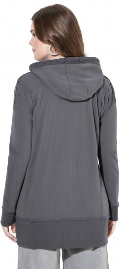 Ulla Popken Decorative Seam Zip-Up Hoodie Graphite Grey - Džemperi un džemperi ar kapuci - 