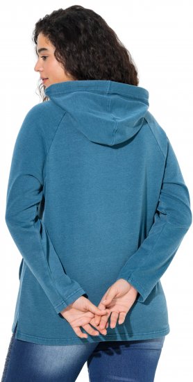 Ulla Popken Rhinestone Drawstring Moon Wash Hoodie Teal - Džemperi un džemperi ar kapuci - 
