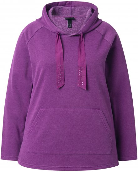 Ulla Popken Rhinestone Drawstring Moon Wash Hoodie Light Plum - Džemperi un džemperi ar kapuci - 