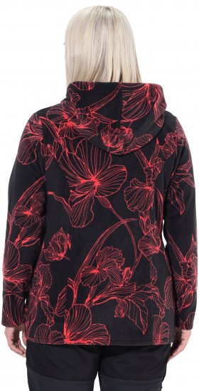 Ulla Popken Fleece Flower Print Zip-Up Hoodie Black - Džemperi un džemperi ar kapuci - 