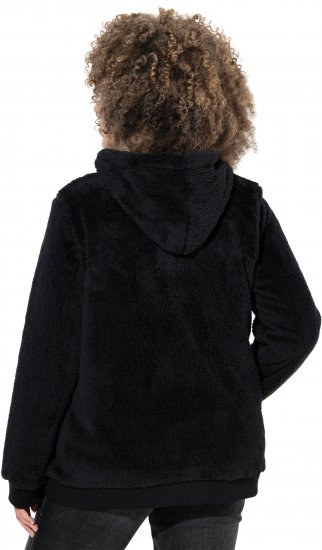 Ulla Popken Teddy Fleece Zip-Up Hoodie Black - Džemperi un džemperi ar kapuci - 