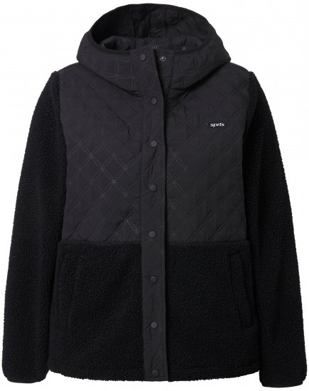 Ulla Popken Mixed Texture Hoodie Black - Džemperi un džemperi ar kapuci - 