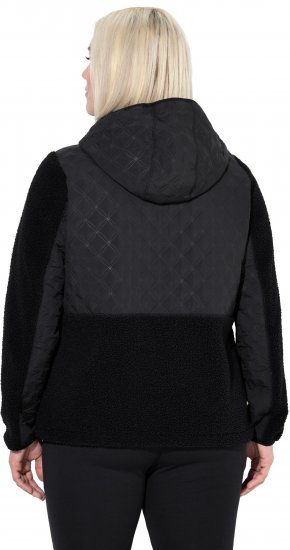 Ulla Popken Mixed Texture Hoodie Black - Džemperi un džemperi ar kapuci - 