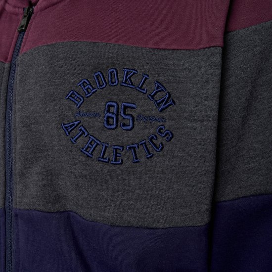 Kam Jeans 7083 Zip Thru Cut & Saw Brooklyn Hoodie Fig - Džemperi un džemperi ar kapuci - Džemperi - 2XL-14XL