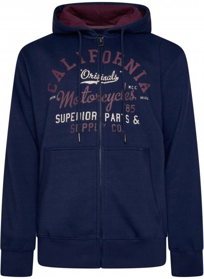 Kam Jeans 7085 Californai Zip Thru Hoodie Navy - Džemperi un džemperi ar kapuci - Džemperi - 2XL-14XL