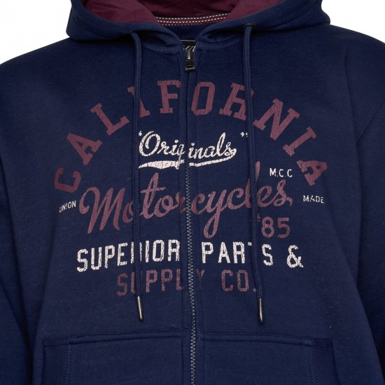 Kam Jeans 7085 Californai Zip Thru Hoodie Navy - Džemperi un džemperi ar kapuci - Džemperi - 2XL-14XL