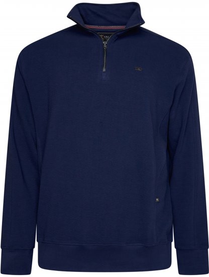 Kam Jeans 7090 1/4 Zip Jacquard Knit Self Stripe Sweatshirt Navy - Džemperi un džemperi ar kapuci - Džemperi - 2XL-14XL