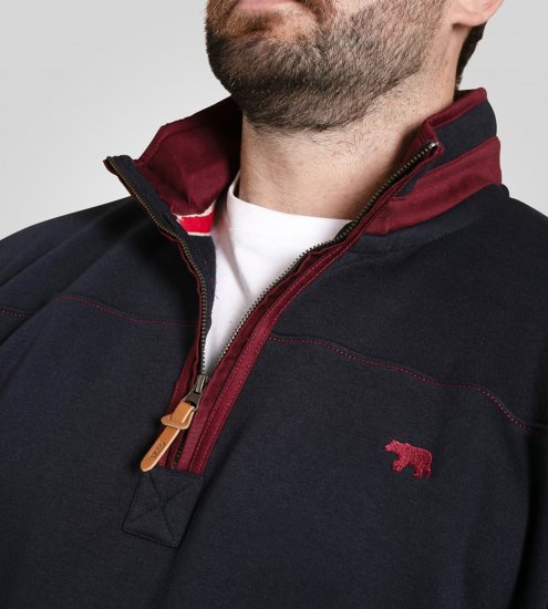 Duke Leicester Quarter Neck Fleece Sweatshirt Navy TALL - TALL džemperi - 