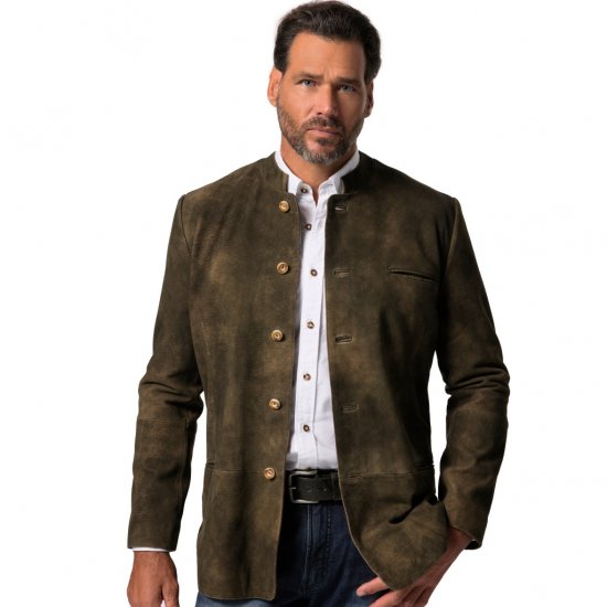 JP1880 Jacket Goat Suede Traditional Mahogany Brown - Trachten & Oktoberfest - Oktoberfest tērpi lielos izmēros (Trachten)