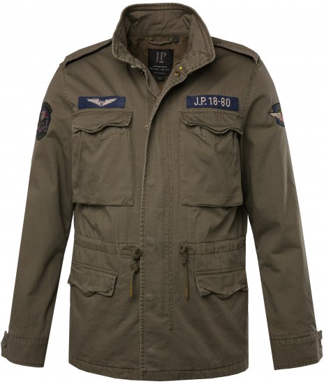 JP1880 Field Jacket with Badges Vintage Look TALL Moss Green - TALL jakas - 