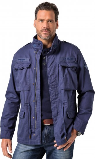 JP1880 Field Jacket with Badges Vintage Look Light Azure Blue - Jakas & Lietus apģērbs - Jakas - 2XL-12XL