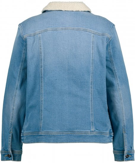 Ulla Popken Teddy Fleece Lined Denim Jacket Blue Denim - Jakas - 