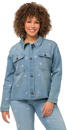 Ulla Popken Embroidered Denim Jacket Light Blue - Jakas - 