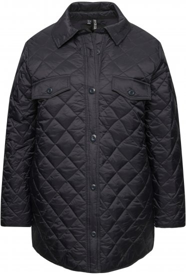 Ulla Popken Quilted Water Repellent Shirt Jacket Black - Jakas - 