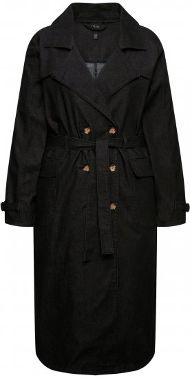 Ulla Popken Denim Acid Wash Trench Coat Black - Jakas - 