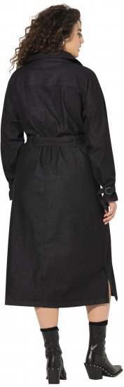 Ulla Popken Denim Acid Wash Trench Coat Black - Jakas - 