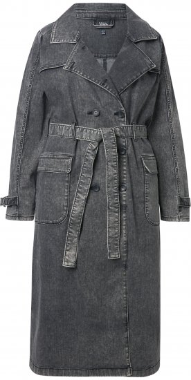 Ulla Popken Denim Acid Wash Trench Coat Grey Denim - Jakas - 