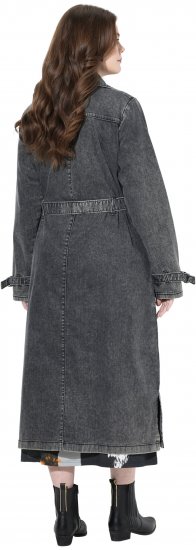 Ulla Popken Denim Acid Wash Trench Coat Grey Denim - Jakas - 