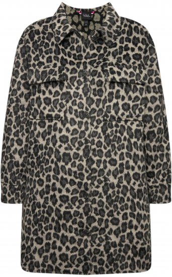 Ulla Popken Leopard Print Shirt Jacket Black - Jakas - 