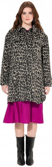 Ulla Popken Leopard Print Shirt Jacket Black - Jakas - 