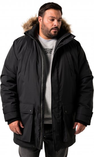 Men Plus Parka With Fur Hood Black - Jakas & Lietus apģērbs - Jakas - 2XL-12XL