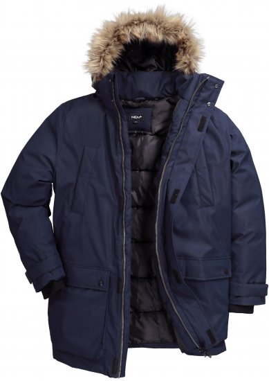 Men Plus Parka With Fur Hood Navy - Jakas & Lietus apģērbs - Jakas - 2XL-12XL