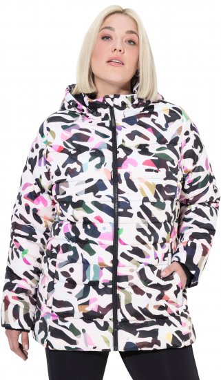 Ulla Popken HYPRAR Water-Repellent Allover Print Jacket Pale Beige - Jakas - 
