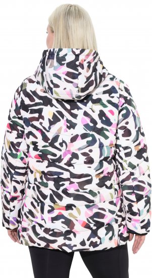 Ulla Popken HYPRAR Water-Repellent Allover Print Jacket Pale Beige - Jakas - 