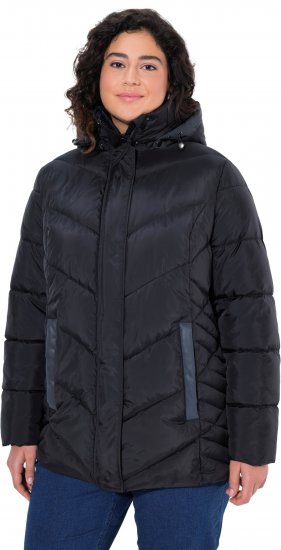Ulla Popken HYPRAR Reflective Detail Quilted Jacket Black - Jakas - 