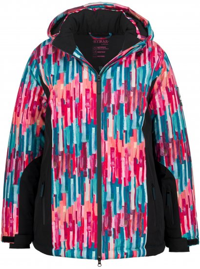 Ulla Popken HYPRAR Graphic Stripe Fully Lined Ski Jacket Teal - Jakas - 