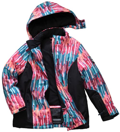 Ulla Popken HYPRAR Graphic Stripe Fully Lined Ski Jacket Teal - Jakas - 