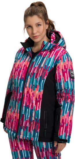 Ulla Popken HYPRAR Graphic Stripe Fully Lined Ski Jacket Teal - Jakas - 