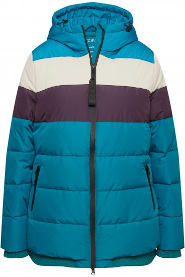 Ulla Popken HYPRAR Striped Triple Function Fully Lined Quilted Jacket Dark Petrol - Jakas - 