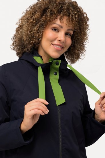 Ulla Popken HYPRAR Triple Function Contrast Trim Quilted Lining Jacket Navy - Jakas - Jakas sievietēm lielos izmēros