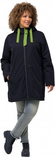 Ulla Popken HYPRAR Triple Function Contrast Trim Quilted Lining Jacket Navy - Jakas - 