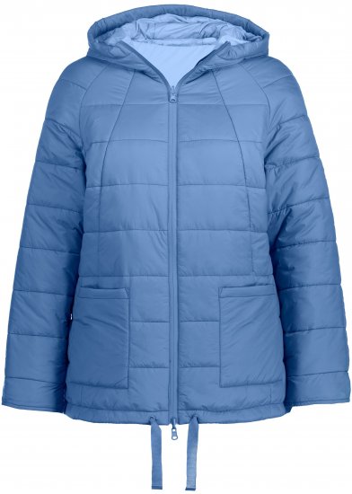 Ulla Popken Reversible Butterfly Print Fully Lined Quilted Jacket Blue Denim - Jakas - 