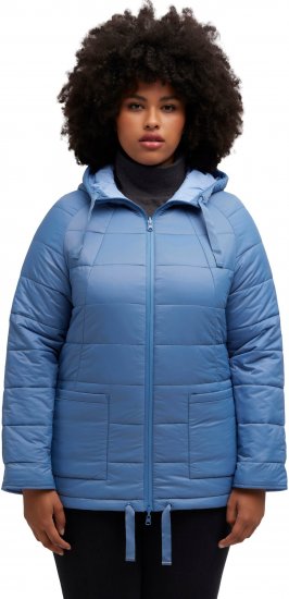 Ulla Popken Reversible Butterfly Print Fully Lined Quilted Jacket Blue Denim - Jakas - 