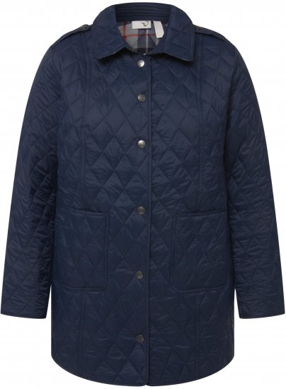 Ulla Popken Quilted Jacket with Plaid Lining Navy - Jakas - 