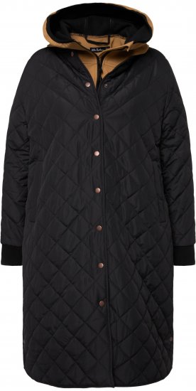 Ulla Popken 2-in-1 Quilted Fleece Lined Coat Black - Jakas - 